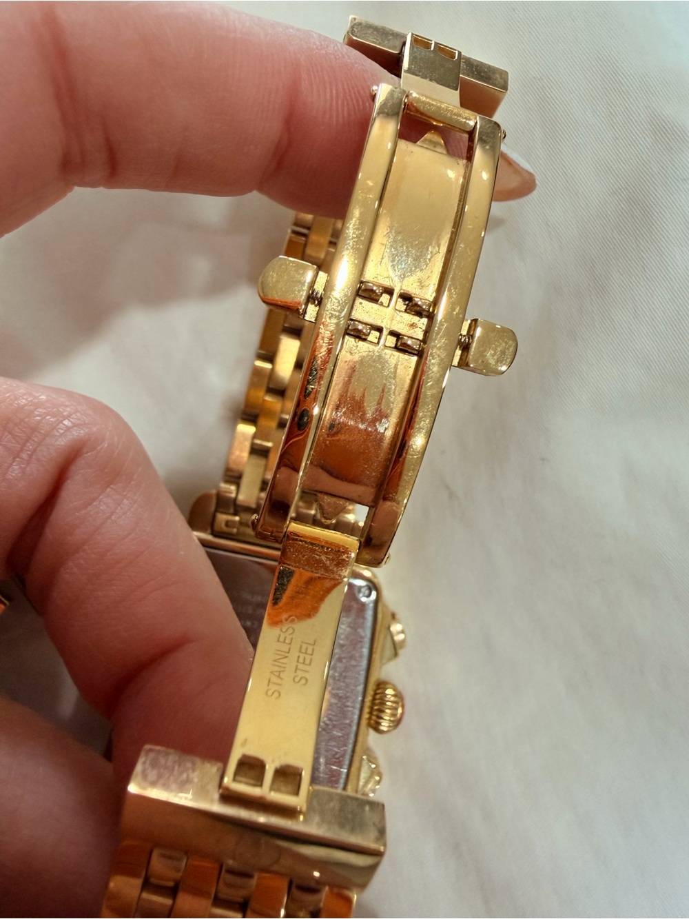 Michele Gold-Tone Diamond Accent Chronograph Bracelet Watch - Picture 13 of 14
